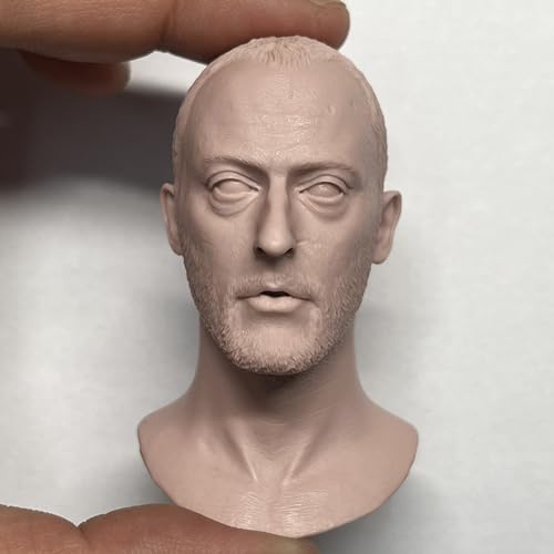 RTYBCDE 1/6 Maßstab männliche Kopf-Skulptur, europäischer starker Mann unbemalter Kopf geschnitzt für 12-Zoll männliche Soldaten Action-Figuren-Körper (B) von RTYBCDE