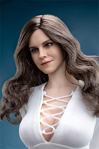 RTYBCDE 1/6 Maßstab weibliche Kopf-Skulptur, Emma Watson europäisches Mädchen gebräunter Kopf geschnitzt für 12-Zoll weibliche Action-Figuren-Puppen (A) von RTYBCDE