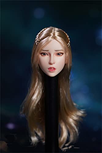 RTYBCDE 1/6 Maßstab weibliche Kopf-Skulptur, asiatisches Mädchen Blasses Haut Blonde Haare geschnitzter Kopf für 12-Zoll Action-Figuren-Puppen (F) von RTYBCDE