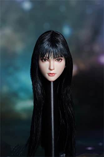 RTYBCDE 1/6 Maßstab weibliche Kopf-Skulptur, asiatisches Mädchen Blasses Haut geschnitzter Kopf für 12-Zoll Action-Figuren-Körper-Sammlung (A) von RTYBCDE