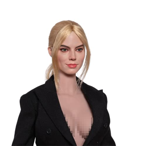 RTYBCDE 1/6 Maßstab weibliche Kopf-Skulptur, europäisches Mädchen gebräunte Haut geschnitzter Kopf mit blonden Haaren für 12-Zoll Action-Figuren-Körper (B) von RTYBCDE