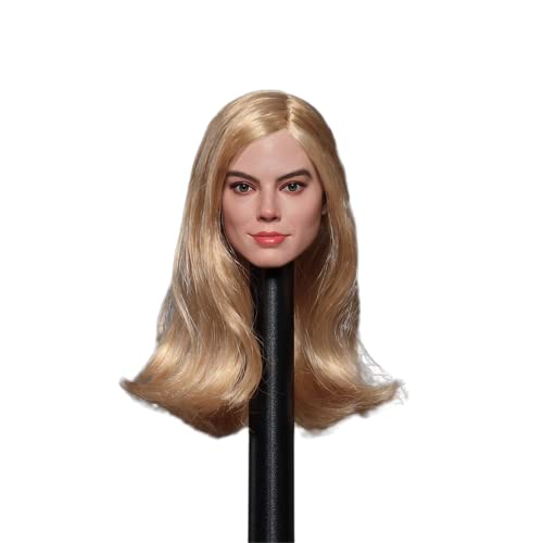 RTYBCDE 1/6 Maßstab weibliche Kopf-Skulptur, europäisches Mädchen gebräunte Haut geschnitzter Kopf mit blonden Haaren für 12-Zoll Action-Figuren-Körper (D) von RTYBCDE
