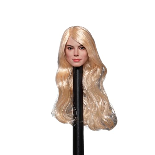 RTYBCDE 1/6 Maßstab weibliche Kopf-Skulptur, europäisches Mädchen gebräunte Haut geschnitzter Kopf mit blonden Haaren für 12-Zoll Action-Figuren-Körper-Puppen (C) von RTYBCDE