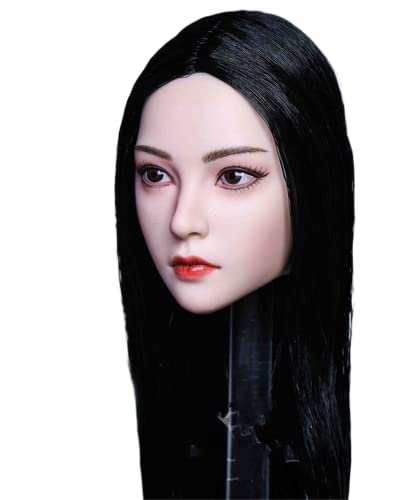 RTYBCDE 1/6 Maßstab weibliche Kopf-Skulptur, schöne asiatische Mädchen Pflanzhaar Kopf geschnitzt für 12-Zoll Nahtlose Action-Figuren-Körper (D) von RTYBCDE