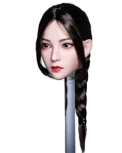 RTYBCDE 1/6 Maßstab weibliche Kopf-Skulptur, schöne asiatische Mädchen Pflanzhaar Kopf geschnitzt für 12-Zoll Nahtlose Action-Figuren-Körper-Puppen (A) von RTYBCDE