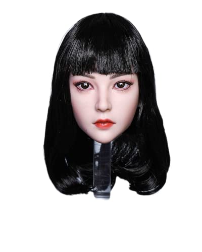 RTYBCDE 1/6 Maßstab weibliche Kopf-Skulptur, schöne asiatische Mädchen Pflanzhaar Kopf geschnitzt für 12-Zoll Nahtlose Action-Figuren-Körper-Puppen (B) von RTYBCDE