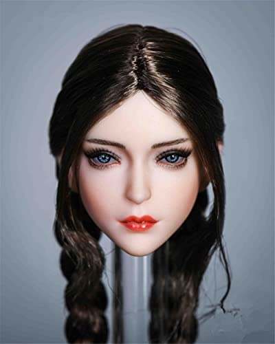 RTYBCDE 1/6 Maßstab weibliche Kopf-Skulptur, schöne asiatische Mädchen Pflanzhaar geschnitzter Kopf für 12-Zoll Action-Figuren-Körper-Puppen (Zopf) von RTYBCDE