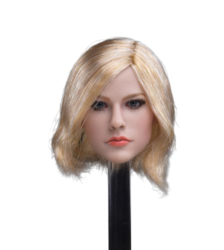 RTYBCDE 1/6 Maßstab weibliche Kopf-Skulptur, schöne europäische Mädchen Blonde Haare Geschnitzte Skulptur für 12-Zoll PH TBL JO Action-Figuren (Kurze Haare) von RTYBCDE