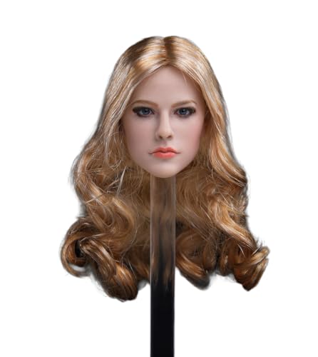 RTYBCDE 1/6 Maßstab weibliche Kopf-Skulptur, schöne europäische Mädchen Blonde Haare Geschnitzte Skulptur für 12-Zoll PH TBL JO Action-Figuren (Lange Locken) von RTYBCDE