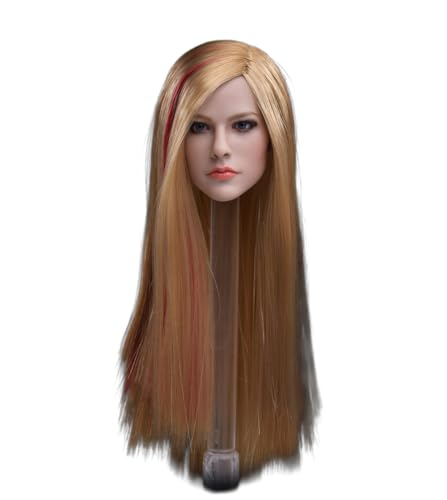 RTYBCDE 1/6 Maßstab weibliche Kopf-Skulptur, schöne europäische Mädchen Blonde Haare Geschnitzte Skulptur für 12-Zoll PH TBL JO Action-Figuren (gerade Haare) von RTYBCDE