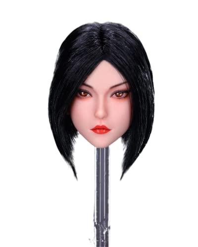 RTYBCDE 1/6 Maßstab weibliche Kopf-Skulptur, weibliche gebräunte Haut Kopf geschnitzt für 12-Zoll PH TBL JO Action-Figuren-Körper (schwarzes kurzes Haar) von RTYBCDE