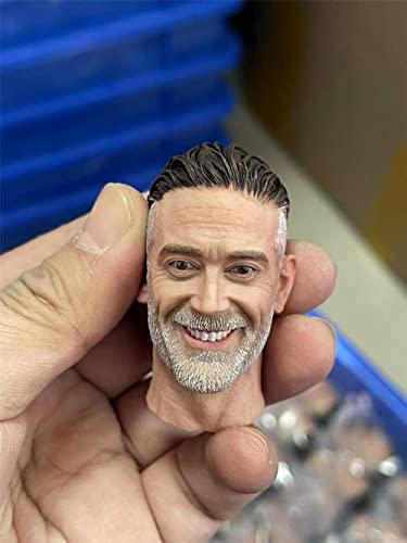 RTYBCDE 1/6 Skala Männlicher Kopf, Europäischer Mann, Jeffrey Dean Morgan, Langer Hals, unangemalte Kopfskulptur, für 12-Zoll-Soldaten-Aktionfigur-Puppenkörper (B) von RTYBCDE