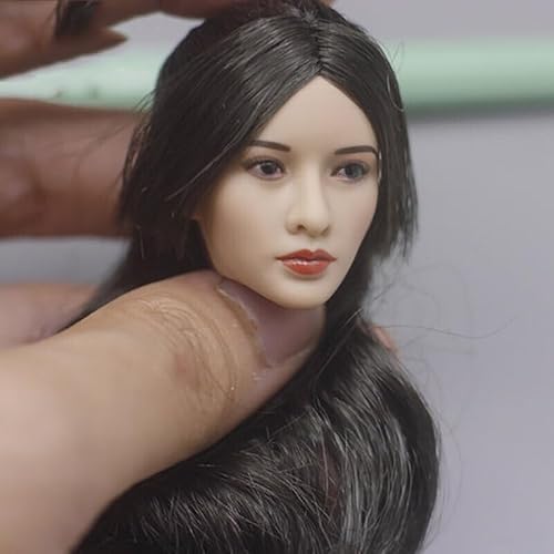 RTYBCDE 1/6 Skala Weiblicher Kopf, Asiatische Frau mit eingepflanztem Haar, Kopfskulptur-Modell, für 12-Zoll-PH-TBL-JO-VC-Aktionfigur (E) von RTYBCDE