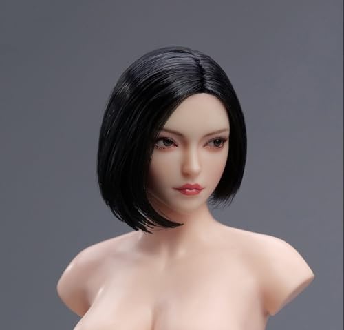 RTYBCDE 1/6 Skala weibliche Kopf-Skulptur, asiatische Mädchen, Blasses Haut, geschnitzt, bewegliche Augen, schwarzes kurzes Haar, für 12-Zoll PH TBL JO RTYBCDE 1/6 Skala weibliche Kopf-Skulptur, asiatische Mädchen, Blasses Haut, geschnitzt, bewegliche Augen, schwarzes kurzes Haar, für 12-Zoll PH TBL JO von RTYBCDE
