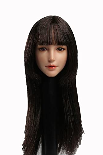 RTYBCDE 1/6 Weibliche Kopfskulptur, Asiatische Frau mit eingepflanztem Haar, geschnitzt für 12-Zoll-weibliche PH-TBL-JO-Aktionfigurkörper (SDH002B) von RTYBCDE