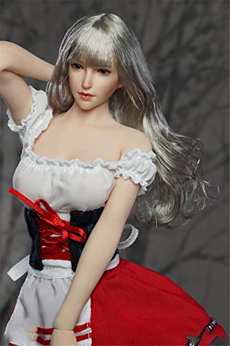 RTYBCDE 1/6 Weibliche Kopfskulptur, Asiatische Frau mit eingepflanztem Haar, geschnitzt für 12-Zoll-weibliche PH-TBL-JO-Aktionfigurkörper (SDH002C) von RTYBCDE