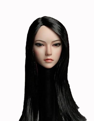 RTYBCDE 1/6 Weibliche Kopfskulptur, Asiatische Frau mit eingepflanztem Haar, geschnitzt für 12-Zoll-weibliche PH-TBL-JO-Aktionfigurkörper (SDH011A) von RTYBCDE