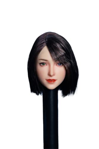 RTYBCDE 1/6 Weibliche Kopfskulptur, Schöne Frau mit hellhäutigem Gesicht und eingepflanztem Haar, geschnitzt für 12-Zoll-Phicen-TBLeague-Aktionfigur-Puppenkörper (kurzes Haar) von RTYBCDE