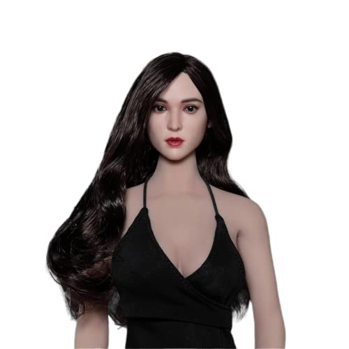 RTYBCDE 1/6 Weibliche Kopfskulptur, Schöne asiatische Frau mit eingepflanztem Haar, geschnitzt für 12-Zoll-Aktionfigurkörper (A) von RTYBCDE