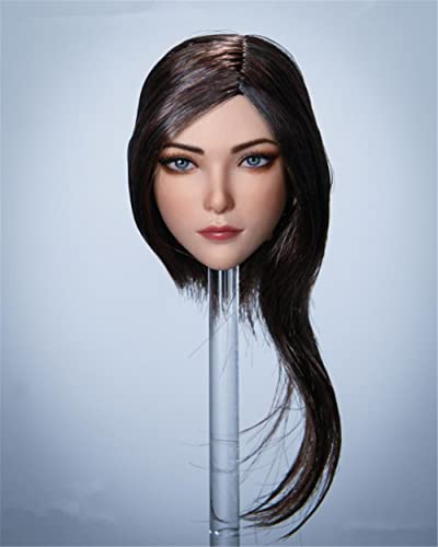 RTYBCDE 1/6 Weibliche Kopfskulptur, Schöne asiatische Frau mit hellhäutigem Gesicht und eingepflanztem Haar, geschnitzt für 12-Zoll-Aktionfigur-Sammlung (G) von RTYBCDE
