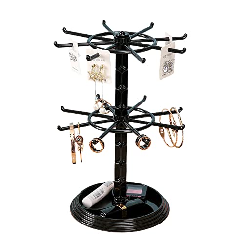 RTYUSWL Rotierender Schmuckständer, Schmuckhalskettenhalter, Ständer, Schlüsselanhänger, Anhänger, Display-Organizer für den Verkauf von Halskettenschmuck (black1) von RTYUSWL