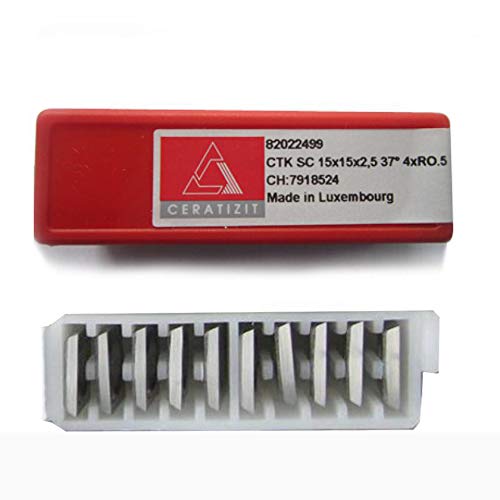 RTing 15mm Vierkant 4-kant Wendeplatten Wendeschneidplatten für Holzbearbeitung Spirale, Hobelkopf, 10 Stück pro Packung (15x15x2.5-37*) von RTing