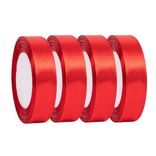 4 Stk Satinband Rot, 22m Geschenkband Rot Breit, 20mm Schleifenband Rot, Geschenkband Hochzeit Stoff, Rotenes Geschenk Band Geschenkbänder für Taufe Geburtstag Deko Geschenkverpackung 4 Stk Satinband Rot, 22m Geschenkband Rot Breit, 20mm Schleifenband Rot, Geschenkband Hochzeit Stoff, Rotenes Geschenk Band Geschenkbänder für Taufe Geburtstag Deko Geschenkverpackung von RUACDIQ