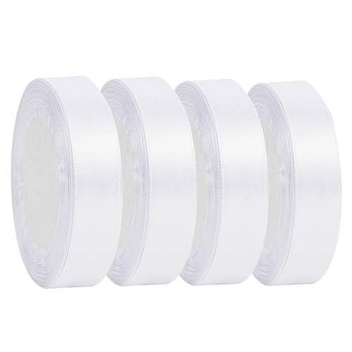 4 Stk Satinband Weiss, 22m Geschenkband Weiss Breit, 20mm Schleifenband Weiss, Geschenkband Hochzeit Stoff, Weiss Geschenk Band Geschenkbänder für Taufe Geburtstag Deko Geschenkverpackung 4 Stk Satinband Weiss, 22m Geschenkband Weiss Breit, 20mm Schleifenband Weiss, Geschenkband Hochzeit Stoff, Weiss Geschenk Band Geschenkbänder für Taufe Geburtstag Deko Geschenkverpackung von RUACDIQ