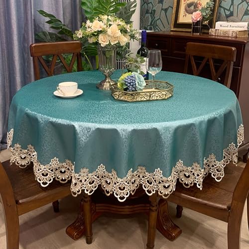 RUANLOV Runde Spitzentischdecke, Tischdecke, Makramee Spitze Blumenmuster Tischtuch, Wasserdicht, öLdicht, Auslaufsicher, Tischschutz, Tischsets für Hochzeiten und Abendessen (C 200cm/79in) von RUANLOV