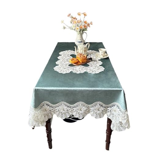 RUANLOV Tischdecke, Makramee Spitze Blumenmuster Tischtuch, Baumwolle, Vintage-Spitze, Tischdecke, KüChe, BöHmische Tischdecken, Staubdicht für Picknick Esstisch (Peacock Green 90x90cm) von RUANLOV