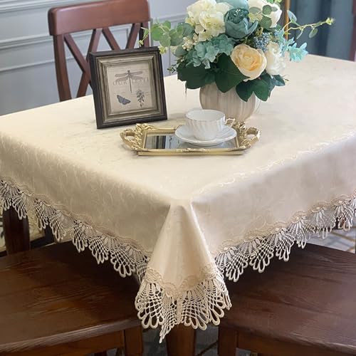RUANLOV Tischdecke, PU Rechteck Tischtuch, Tafeldecke Abwaschbar Jacquard Design Spitzentischdecke, Wasserdicht, öLdicht, Auslaufsicher, Tischschutz, Tischdekoration, Zuhause (A 130X175cm) von RUANLOV