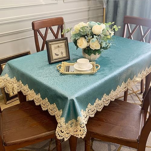RUANLOV Tischdecke, PU Rechteck Tischtuch, Tafeldecke Abwaschbar Jacquard Design Spitzentischdecke, Wasserdicht, öLdicht, Auslaufsicher, Tischschutz, Tischdekoration, Zuhause (B 130X175cm) von RUANLOV