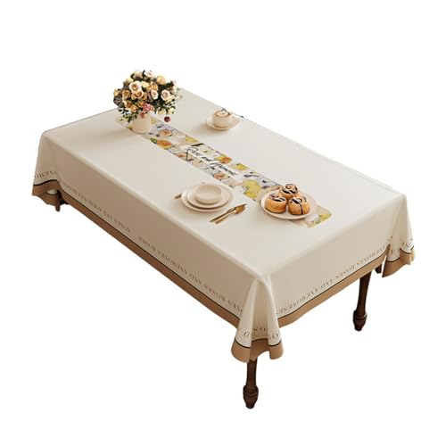 RUANLOV Tischtuch Wasserabweisend Tafeldecke Abwischbare aus Polyester, Tafeldecke Kratzfest aus Polyester, Dekoration Drinnen Urlaub Party Dekor, Faltenfrei Wiederverwendbar (A 140x220cm) von RUANLOV