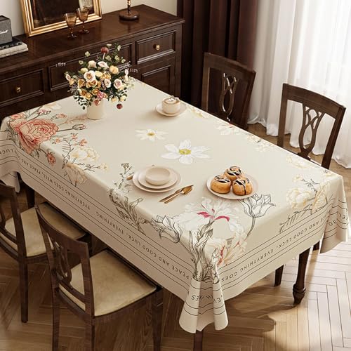 RUANLOV Tischtuch Wasserabweisend Tafeldecke Abwischbare aus Polyester, Tafeldecke Kratzfest aus Polyester, Dekoration Drinnen Urlaub Party Dekor, Faltenfrei Wiederverwendbar (F 140x220cm) von RUANLOV