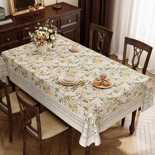 RUANLOV Tischtuch Wasserabweisend Tafeldecke Abwischbare aus Polyester, Tafeldecke Kratzfest aus Polyester, Dekoration Drinnen Urlaub Party Dekor, Faltenfrei Wiederverwendbar (G 140x220cm) von RUANLOV