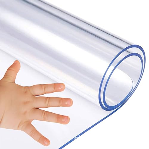 Tischdecke Transparent, 3mm Glasklar Folie, Transparente PVC Tischdecke, Tischdecke Transparent Tischfolie, Tischschutz Einfache Pflege, Kratz und ReißFest (3mm 50x100cm) von RUANLOV