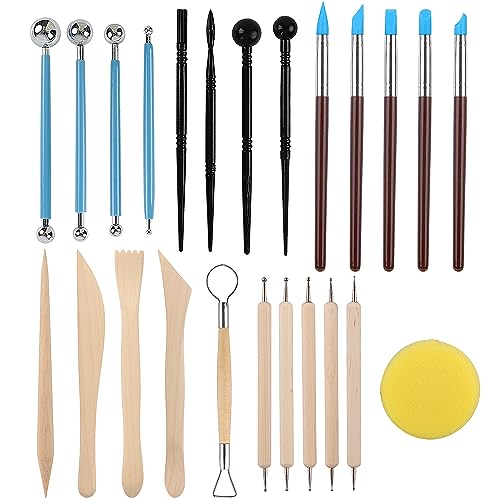 RUBFAC Modellierwerkzeug-Set aus Modelliermasse, 24-teilig, mit Eingabestift und Steinmalerei-Set, lufttrocknender Ton, Modellierwerkzeuge für Töpferei und Skulptur RUBFAC Modellierwerkzeug-Set aus Modelliermasse, 24-teilig, mit Eingabestift und Steinmalerei-Set, lufttrocknender Ton, Modellierwerkzeuge für Töpferei und Skulptur von RUBFAC