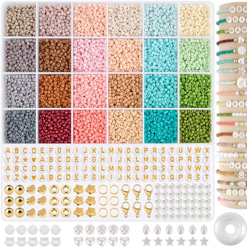 RUBY Perlen für Armbänder, 3mm Perlen zum Auffädeln mit Buchstabenperlen Perle, 24 Farben Glasperlen Charm Kit Armbänder Selber Machen, Perlen Set für Armbänder Schmuck Herstellung, Partys, Feiertage RUBY Perlen für Armbänder, 3mm Perlen zum Auffädeln mit Buchstabenperlen Perle, 24 Farben Glasperlen Charm Kit Armbänder Selber Machen, Perlen Set für Armbänder Schmuck Herstellung, Partys, Feiertage von RUBY
