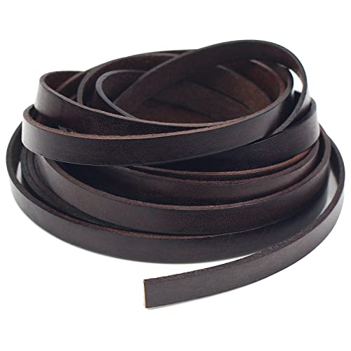 RUBY 10 mm x 2 mm Lederband Flach，Lederriemen Flach，Lederbänder，Lederriemen Meterware,Lederband breit,Leder meterware(5 Meter, Antik Braun) von RUBY