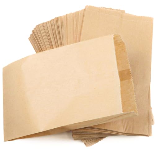 RUBY 100stk Braune Papiertüten Klein - 15x26cm Mini Papiertüten Braun Butterbrottüten, Kraftpapier Tüten, für DIY Papiertüten Adventskalender, Geschenktüten Papier, Verpackungstüten von RUBY