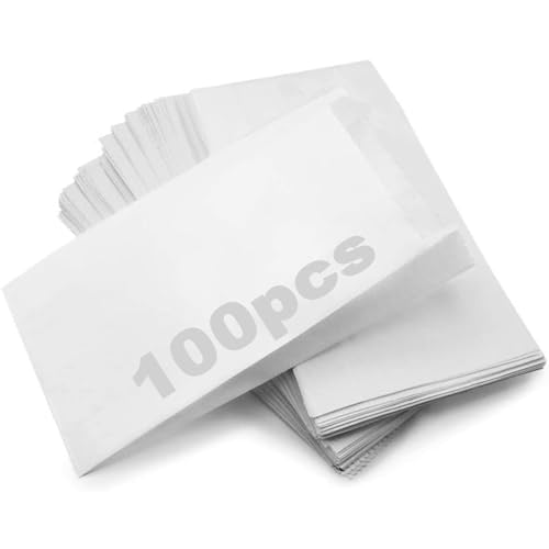 RUBY 100stk Weiße Papiertüten Klein - 8x15cm Mini Papiertüten Butterbrottüten, Kraftpapier Tüten, für DIY Papiertüten Adventskalender, Geschenktüten Papier, Verpackungstüten von RUBY
