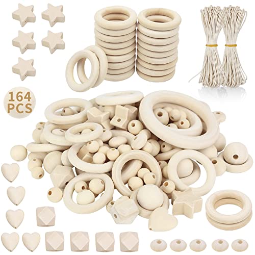 RUBY 164 Stück Holzperlen Makramee Set, DIY Holzringe zum Basteln, Holzkugeln mit Loch Kit Enthält 138 Holzperlen Natur, 24Holzringe Makramee Zubehör RUBY 164 Stück Holzperlen Makramee Set, DIY Holzringe zum Basteln, Holzkugeln mit Loch Kit Enthält 138 Holzperlen Natur, 24Holzringe Makramee Zubehör von RUBY