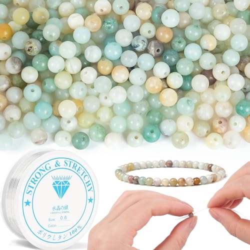 RUBY 166 Stück Amazonit Perlen 4 mm – Runde Natursteinperlen zum Auffädeln – DIY Schmuck Bastelset für Armbänder, Halsketten & Ohrringe von RUBY