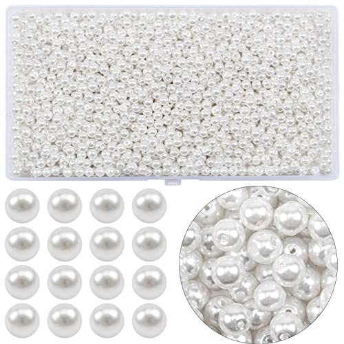 RUBY 1800 Stück Glasperlen Perlen Weiß Perlen Zum Auffädeln Mini Runde Perlen 4MM für DIY Halsketten Armbänder Schmuck Basteln (Weiß) von RUBY
