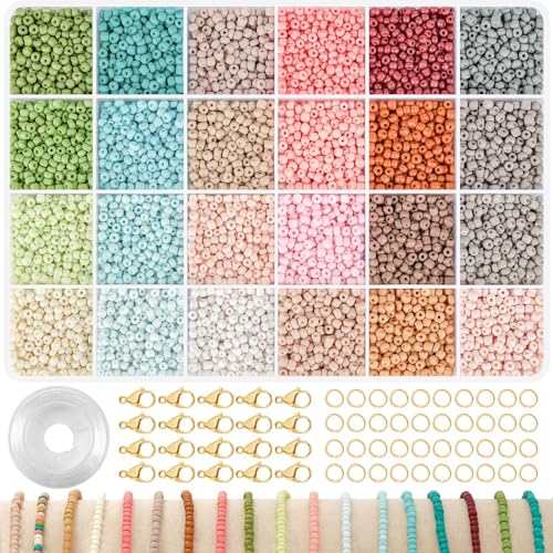 RUBY 3mm Perlen für Armbänder, 24 Farben Perlenset für Armbänder Glasperlen zum Auffädeln, Armbänder Selber Machen Geschenke für Kinder, Erwachsener zu Weihnachten, Feiertage, Partys usw. von RUBY
