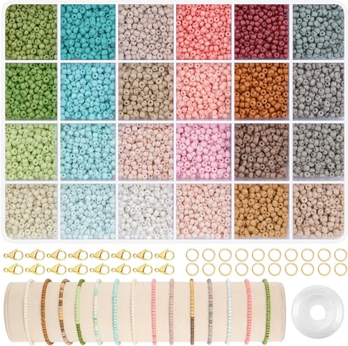 RUBY 3mm Perlen für Armbänder, 24 Farben Perlenset für Armbänder Glasperlen zum Auffädeln, Armbänder Selber Machen Geschenke für Kinder, Erwachsener zu Weihnachten, Feiertage, Partys usw. von RUBY