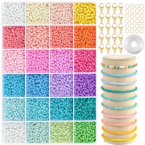 RUBY 3mm Perlen für Armbänder Pastell, 24 Bunte Makkaron Matte Glasperlen zum Auffädeln Perlen zum Auffädeln, Mini Perlenset Charm Kit für DIY Bracelet Making Kit, Feiertage, Partys (Bunt-Macaron) RUBY 3mm Perlen für Armbänder Pastell, 24 Bunte Makkaron Matte Glasperlen zum Auffädeln Perlen zum Auffädeln, Mini Perlenset Charm Kit für DIY Bracelet Making Kit, Feiertage, Partys (Bunt-Macaron) von RUBY