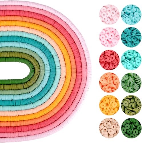 RUBY 4200 Stück Heishi Perlen Bunte 6mm Clay Perlen zum Auffädeln 12 x 40cm, Set für Chocker, Halskette, Armband, Ohrringe, Schmuckherstellung DIY Erwachsene Kinder, Gemischte Farben (H) RUBY 4200 Stück Heishi Perlen Bunte 6mm Clay Perlen zum Auffädeln 12 x 40cm, Set für Chocker, Halskette, Armband, Ohrringe, Schmuckherstellung DIY Erwachsene Kinder, Gemischte Farben (H) von RUBY