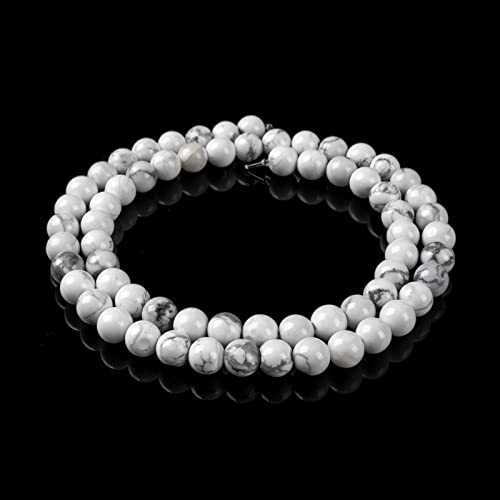 RUBY 62 Stück Naturstein Perlen Halbedelsteine Runde 6mm Edelstein Perlen, Perlen zum auffädeln für Armbänder Halsketten Schmuck Basteln (Weiß Türkis) von RUBY