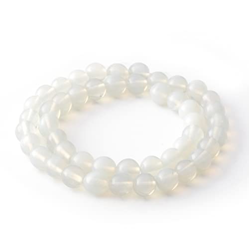 RUBY 45 Stück Naturstein Perlen Halbedelsteine Runde 8mm Edelstein Perlen, Perlen zum auffädeln für Armbänder Halsketten Schmuck Basteln (Opal) von RUBY